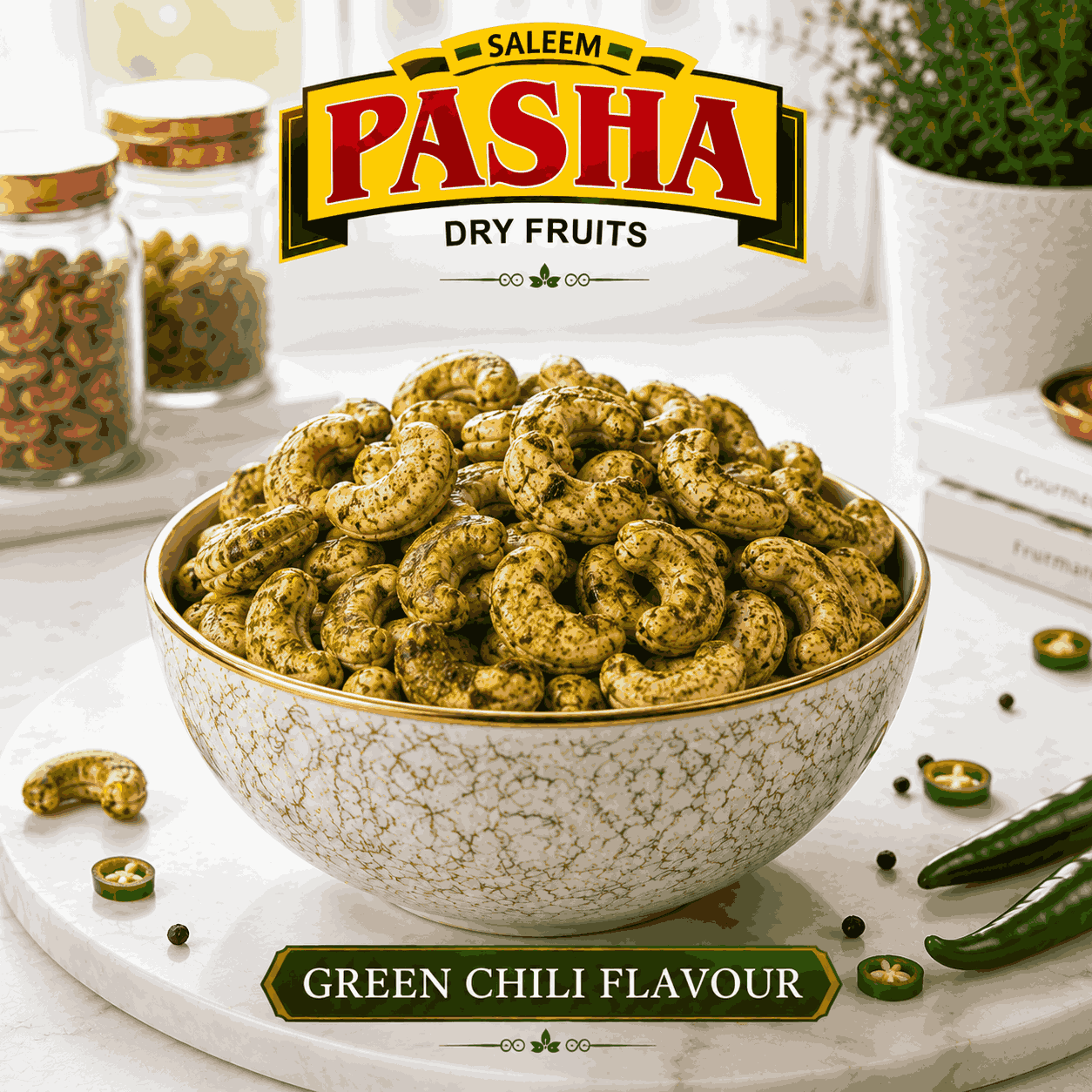 Buy Best Dry Fruits in Pakistan | Online Premium Dry Fruits ROASTED CASHEW – GREEN CHILI FLAVOUR